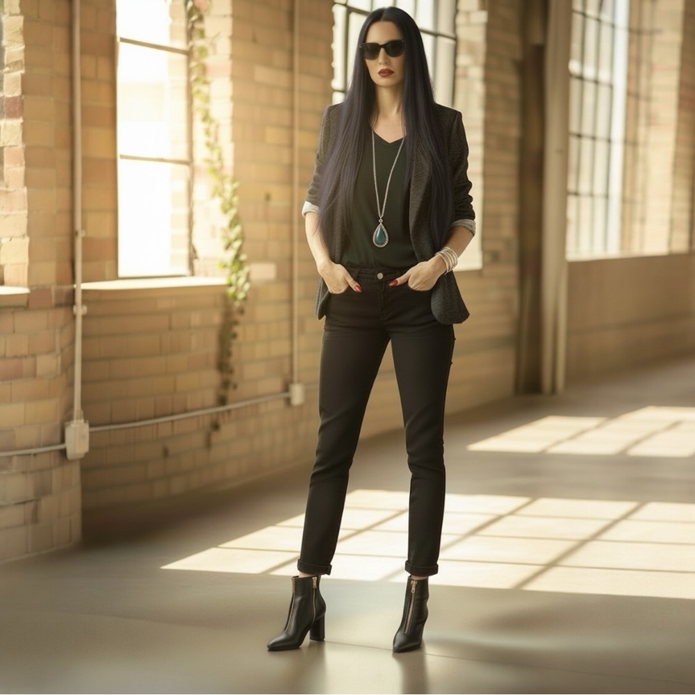 FRAME Denim Jeans Le Garçon `Film Noir’ Black Size 27 Pre-Loved